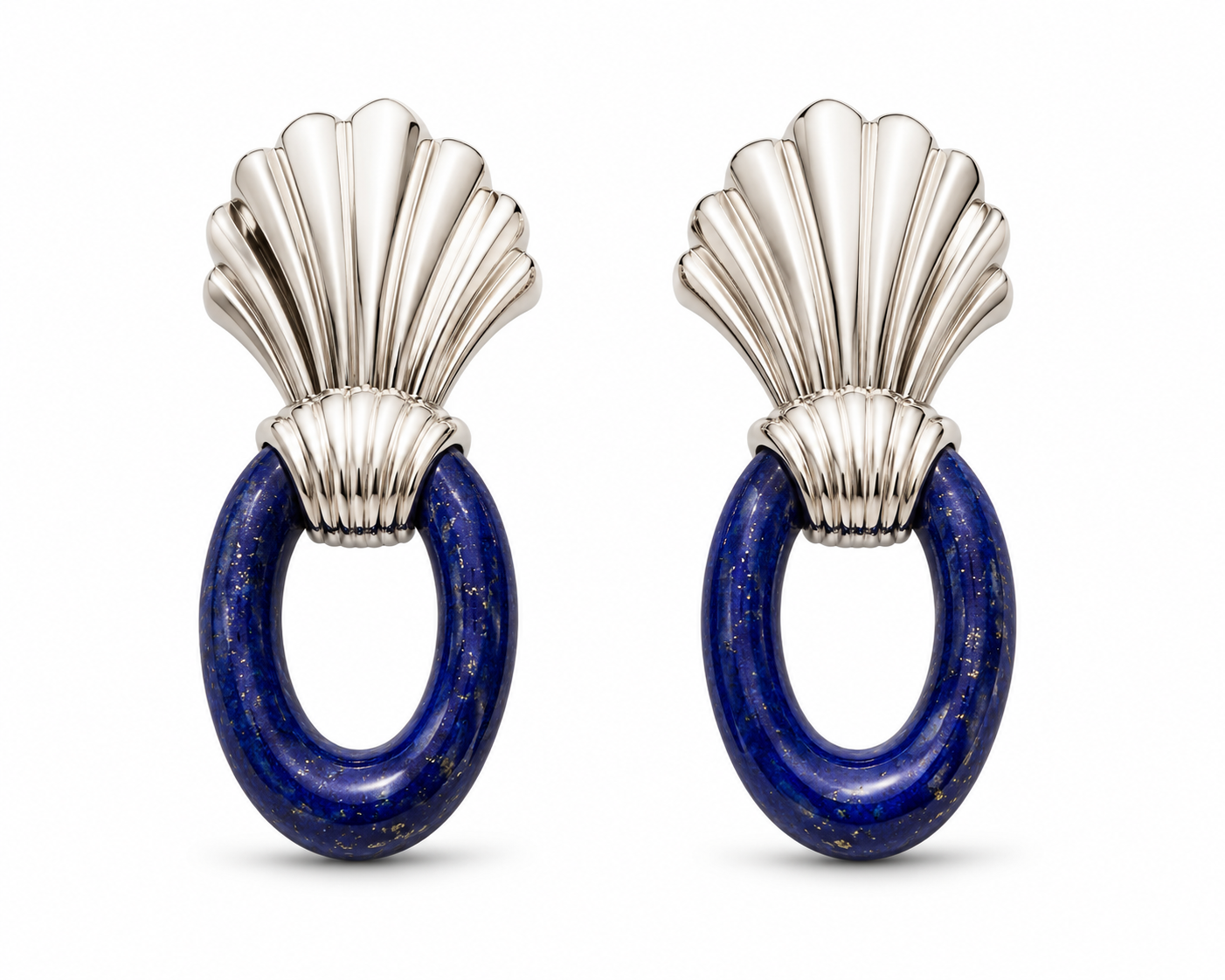 VANTA LAPIS PLATINUM FAN DROP EARRINGS