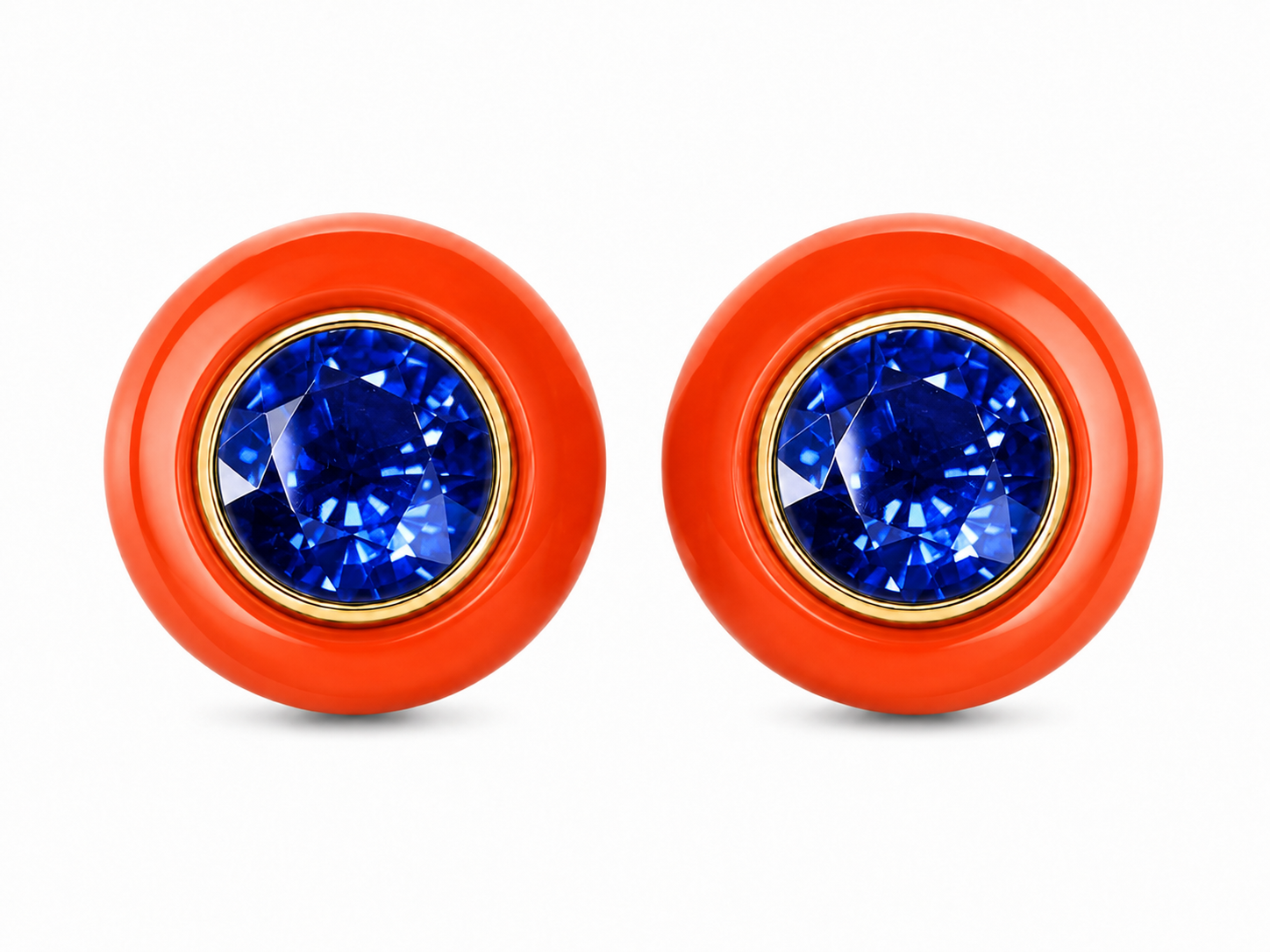 HALO Coral Blue Sapphire Earrings