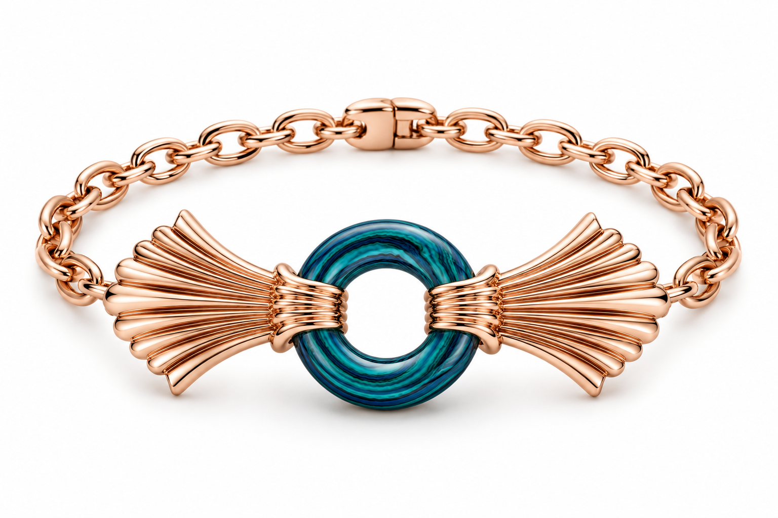 VANTA AZURE MALACHITE FAN CHAIN BRACELET