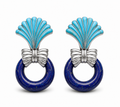 VANTA LAPIS TURQUOISE PLATINUM FAN EARRINGS