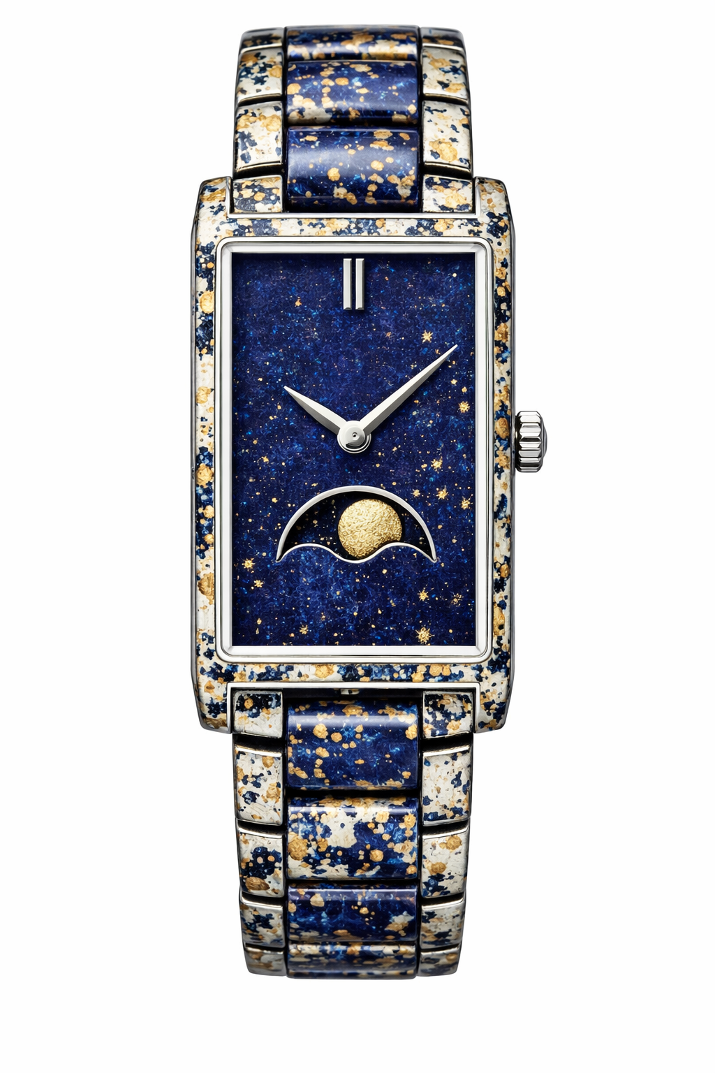 MERIDIAN ABSTRACT MOONPHASE RECTANGULAR WATCH