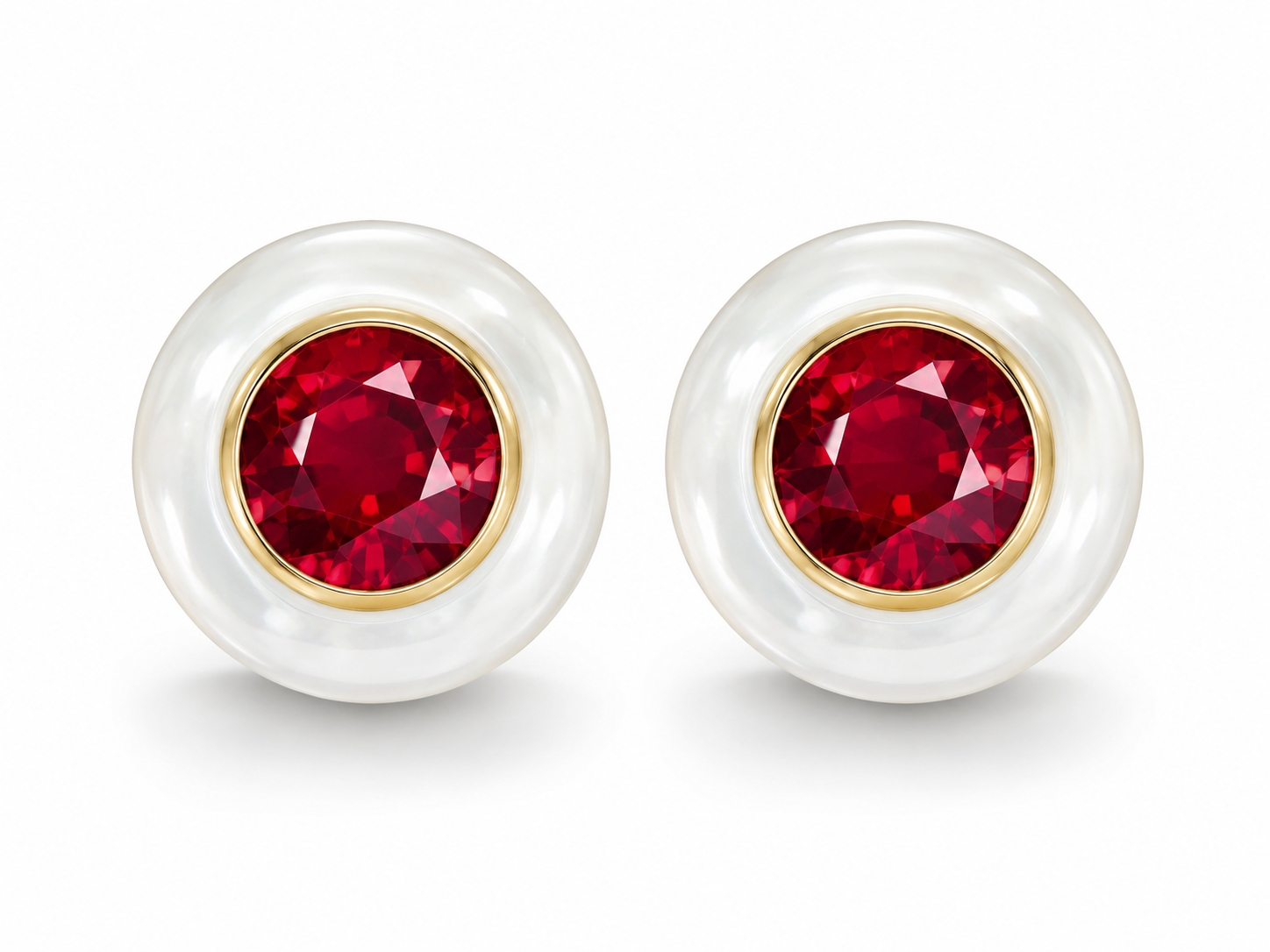 HALO Mother-of-Pearl Ruby Earrings