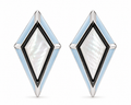 KITE Mother-of-Pearl & Powder Blue Enamel Stud Earrings