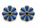 RAYA Lapis, Turquoise & Onyx Earrings in 18KT Yellow Gold