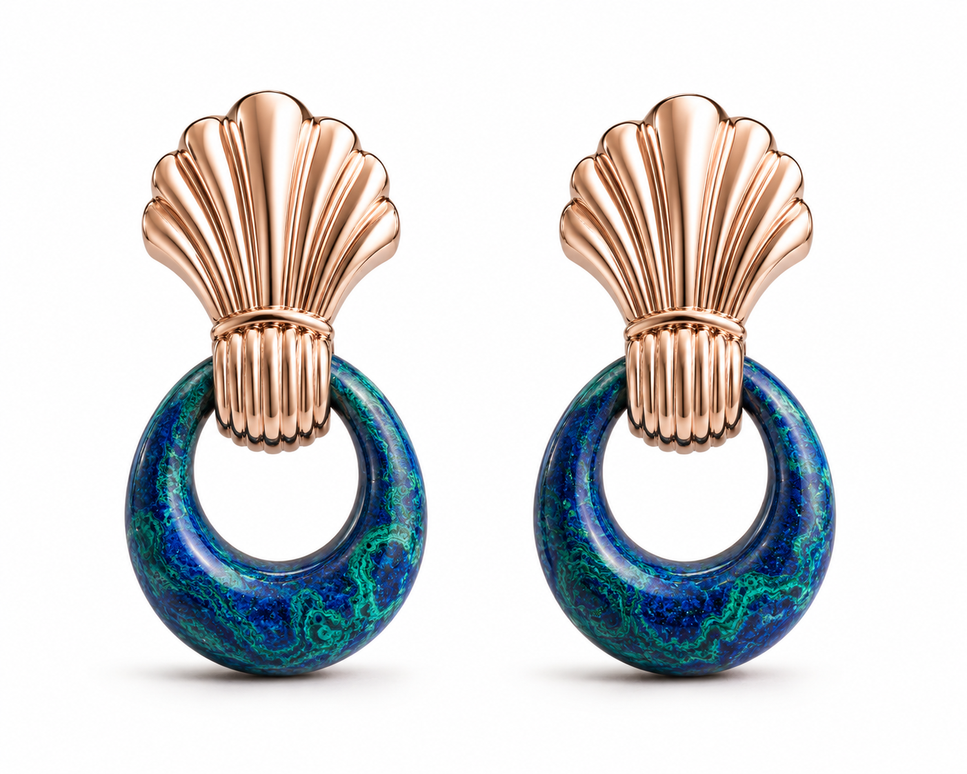 VANTA AZURE MALACHITE FAN EARRINGS