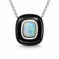 ATLAS Black Enamel & Opal Pendant in Platinum 950