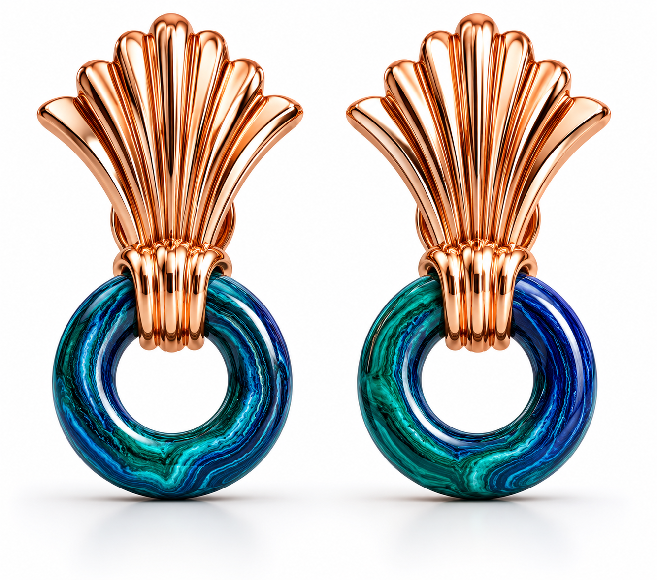VANTA AZURE MALACHITE FAN DROP EARRINGS