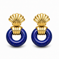 VANTA LAPIS YELLOW GOLD FAN DROP EARRINGS