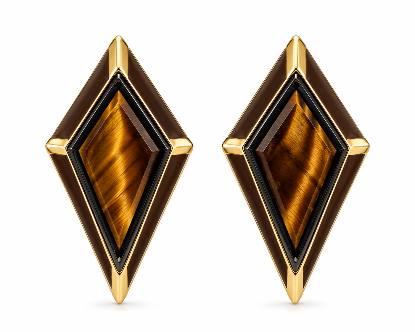 KITE Tiger’s Eye & Chocolate Enamel Stud Earrings