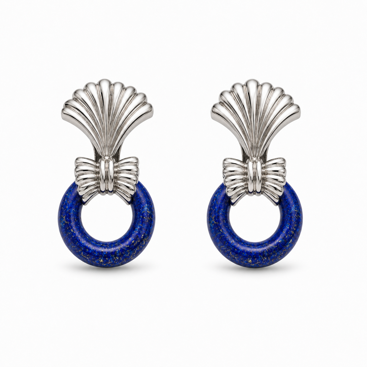 VANTA LAPIS PLATINUM FAN EARRINGS