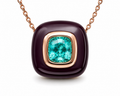 ATLAS Aubergine Enamel & Paraiba Tourmaline Pendant in 18KT Rose Gold