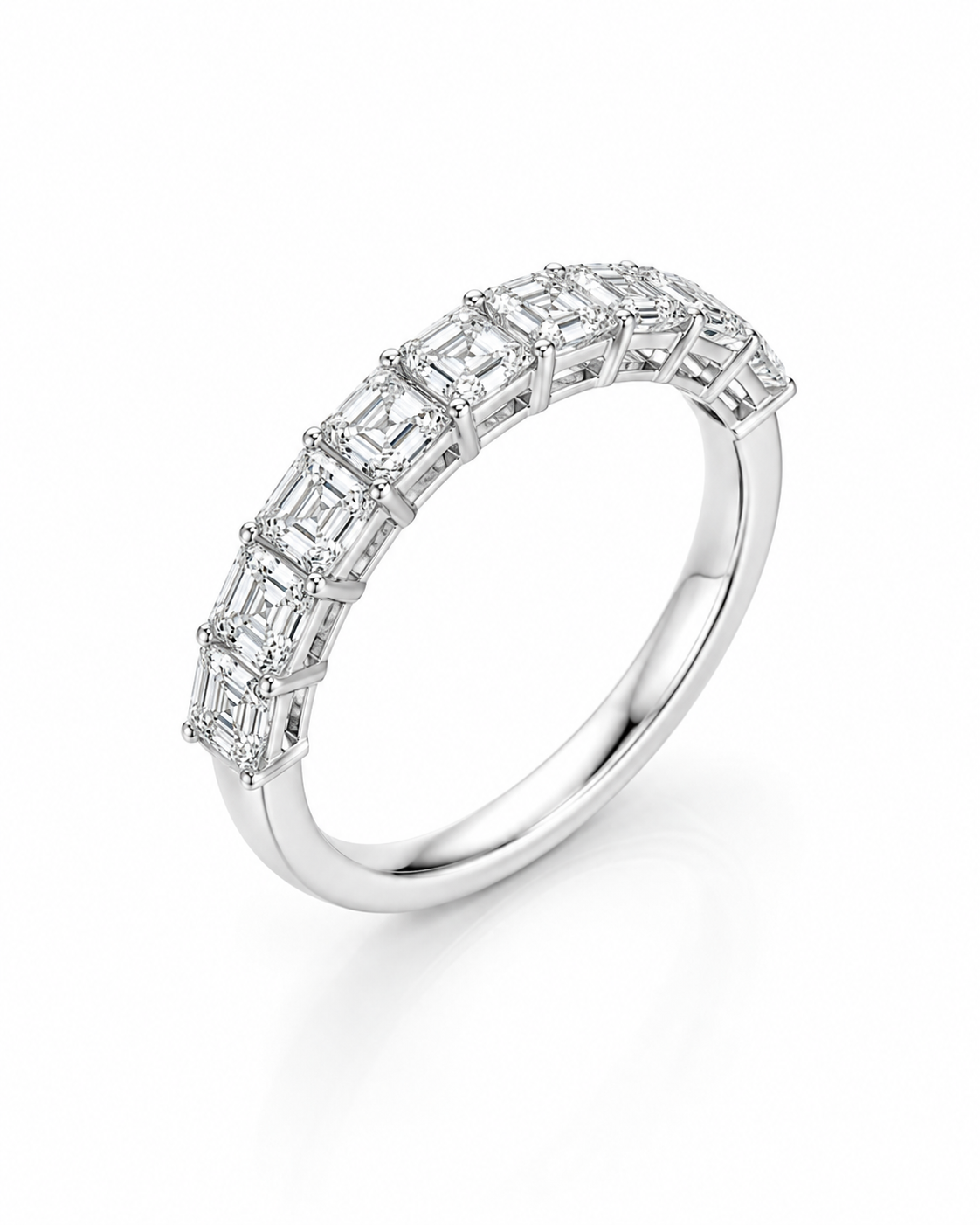 STEP RIVIÈRE ASSCHER-CUT DIAMOND HALF-ETERNITY BAND