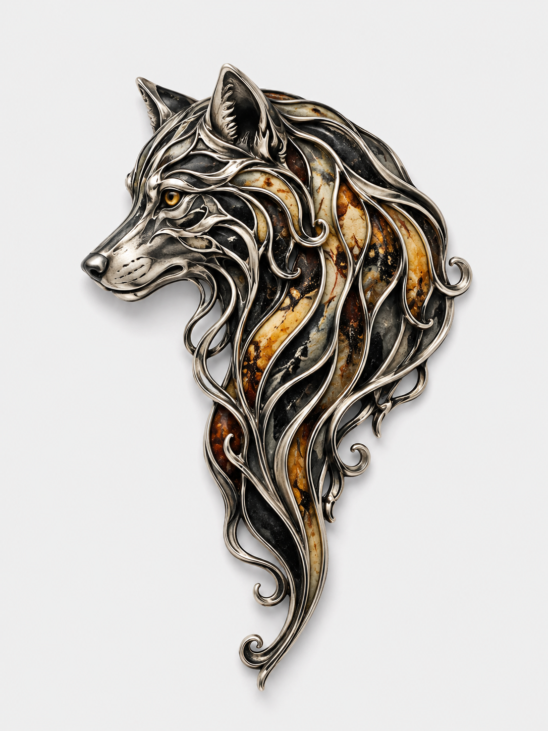 VANA WOLF SILVER PENDANT-BROOCH