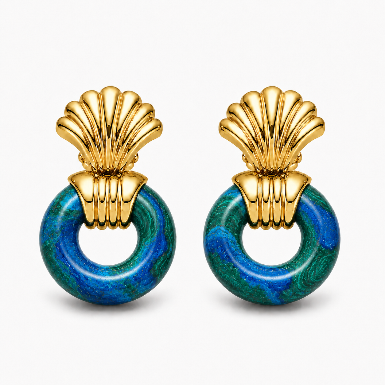 VANTA AZURE MALACHITE FAN DROP EARRINGS