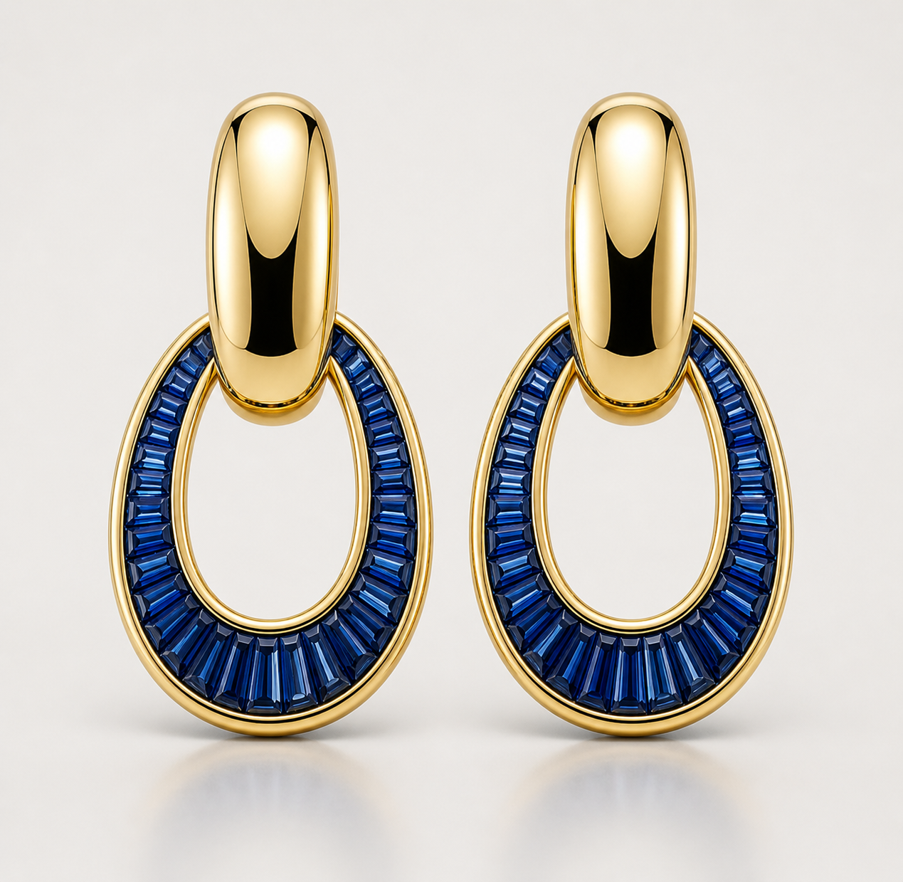 OVALE SAPPHIRE BAGUETTE DROP EARRINGS