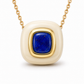 ATLAS Ivory Enamel & Lapis Lazuli Pendant in 18KT Yellow Gold