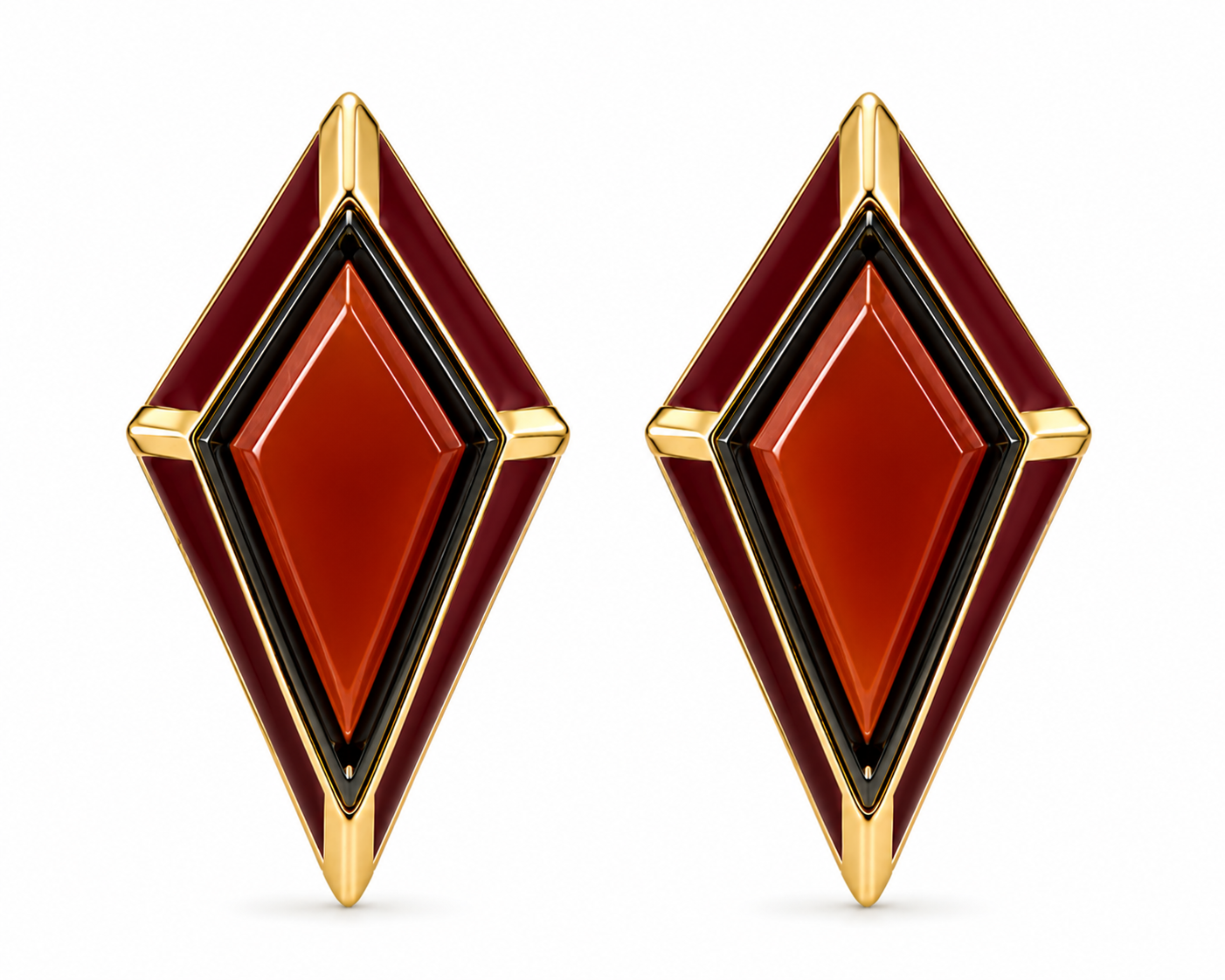 KITE Carnelian & Burgundy Enamel Stud Earrings