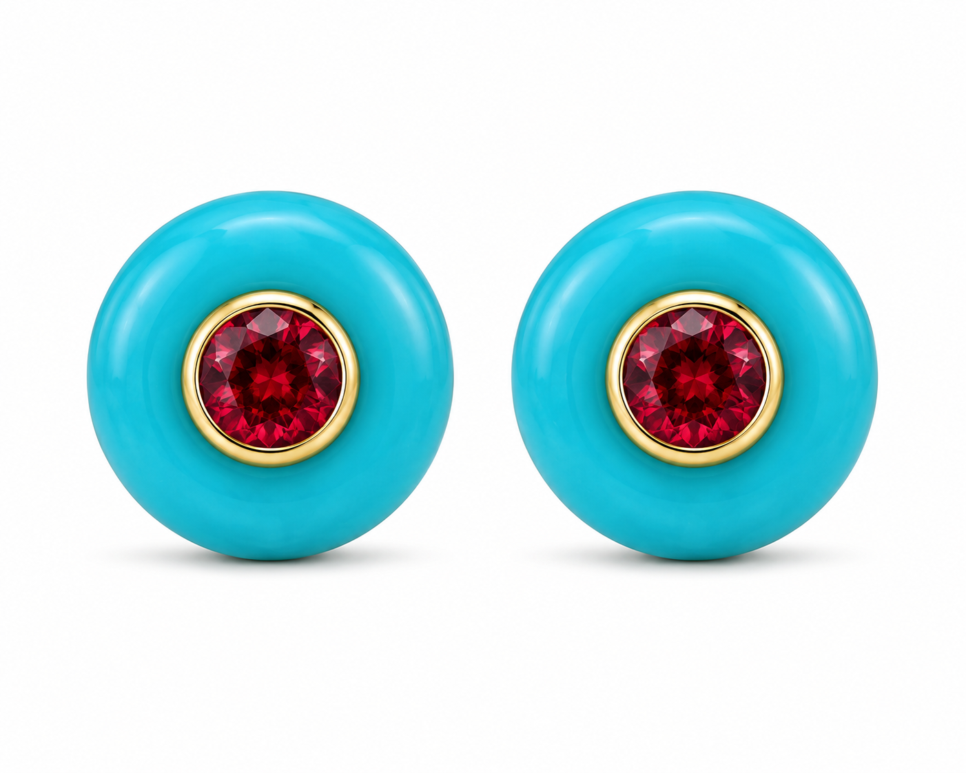 HALO Turquoise Ruby Earrings
