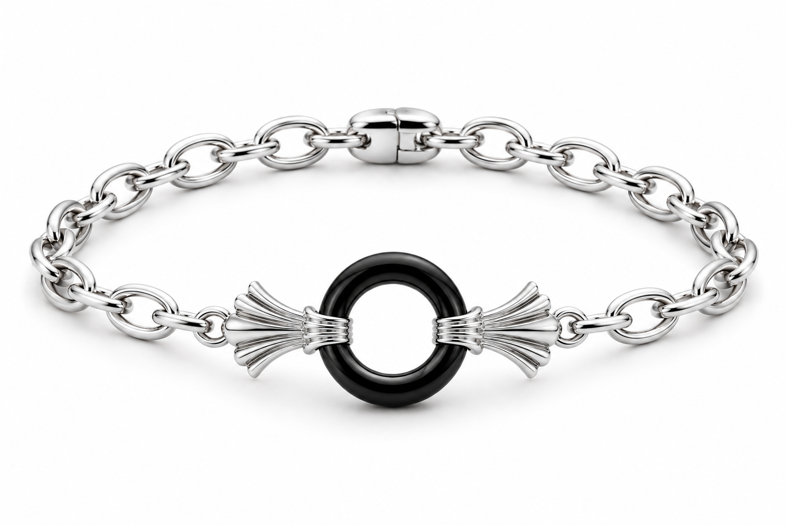 VANTA ONYX PLATINUM FAN CHAIN BRACELET