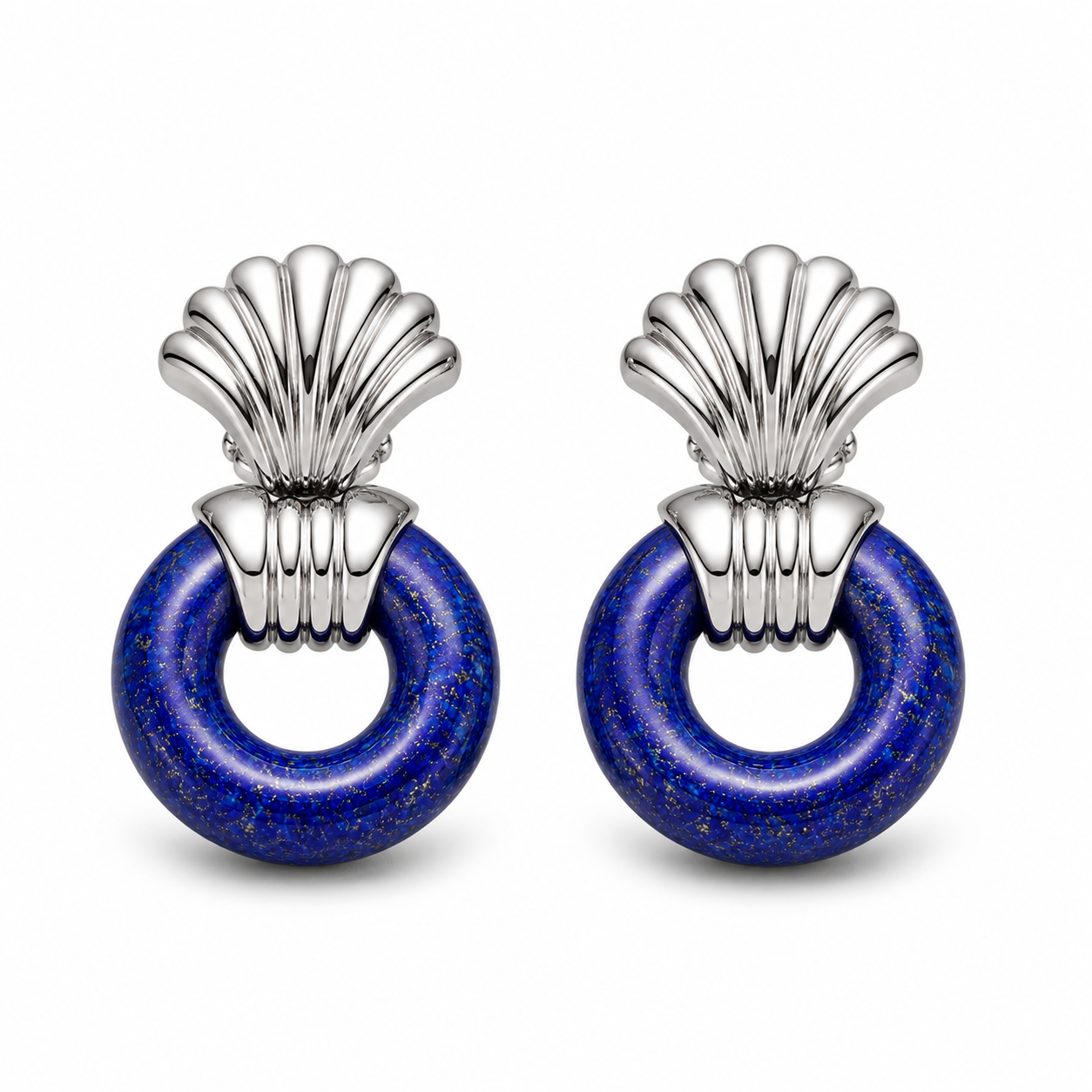 VANTA LAPIS PLATINUM SHELL FAN EARRINGS