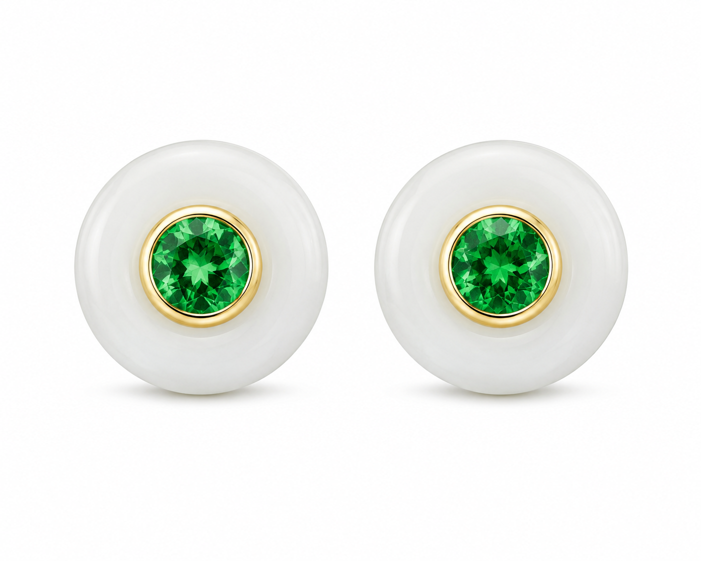 HALO White Jade Emerald Earrings