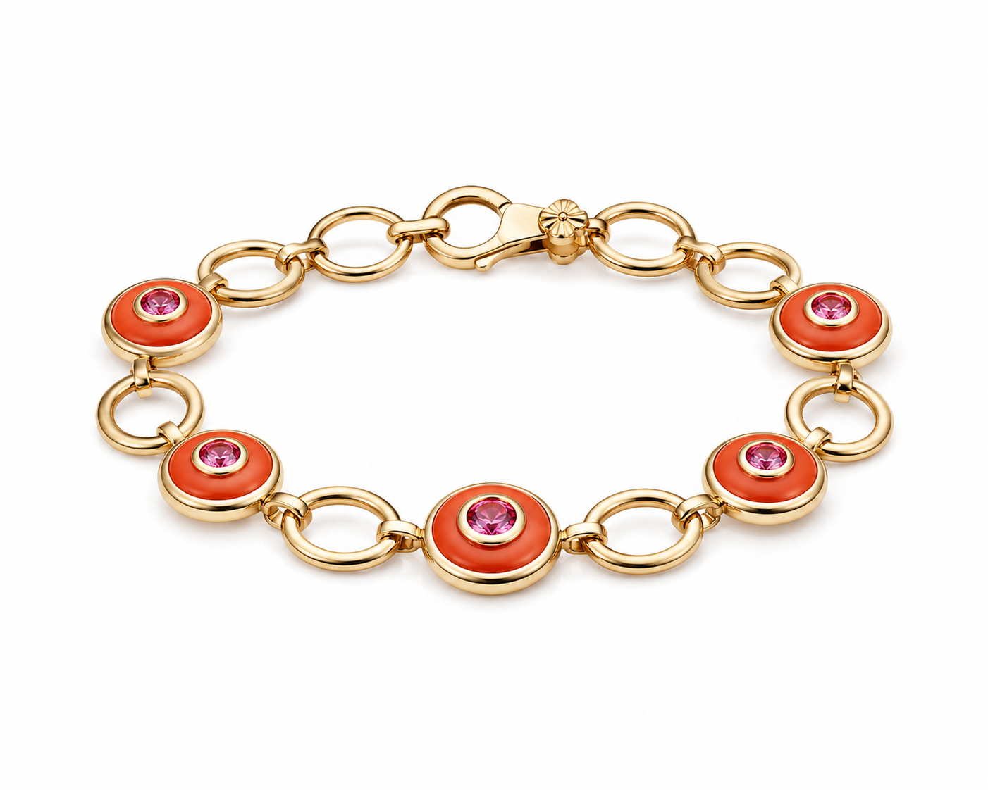 HALO Coral Pink Sapphire Bracelet