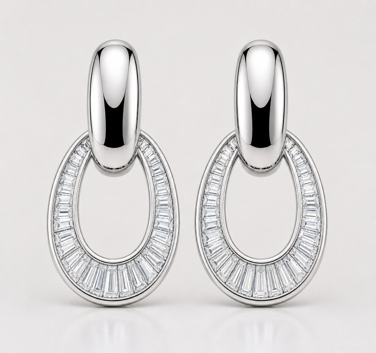 OVALE DIAMOND BAGUETTE DROP EARRINGS