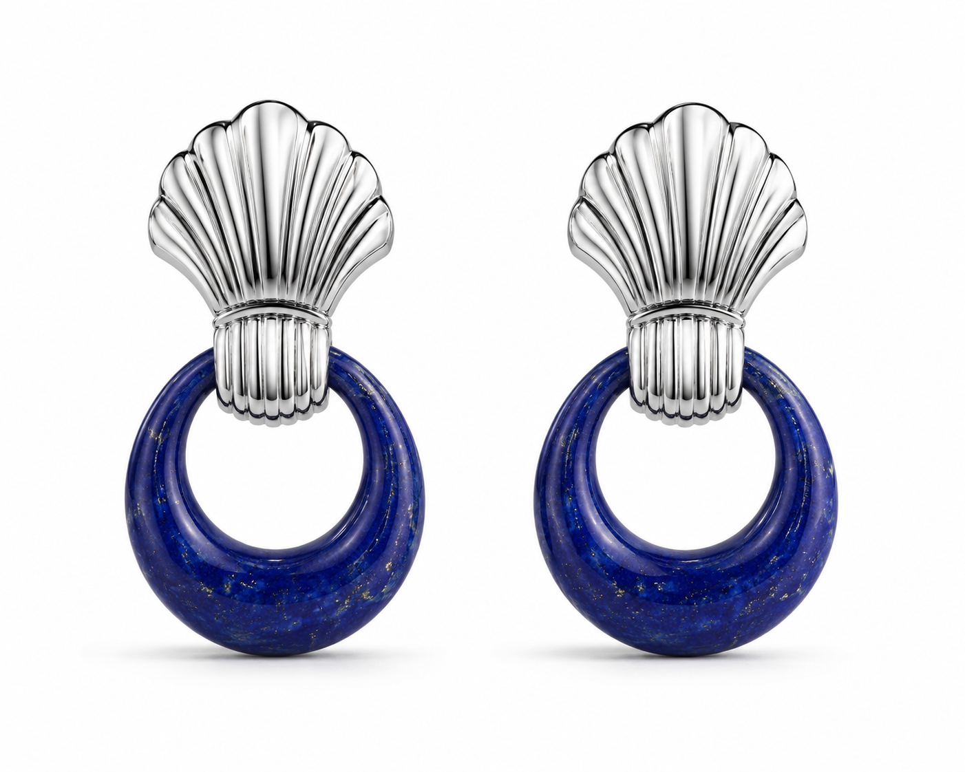 VANTA LAPIS PLATINUM FAN DROP EARRINGS