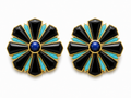 RAYA Onyx, Turquoise & Lapis Earrings in 18KT Yellow Gold