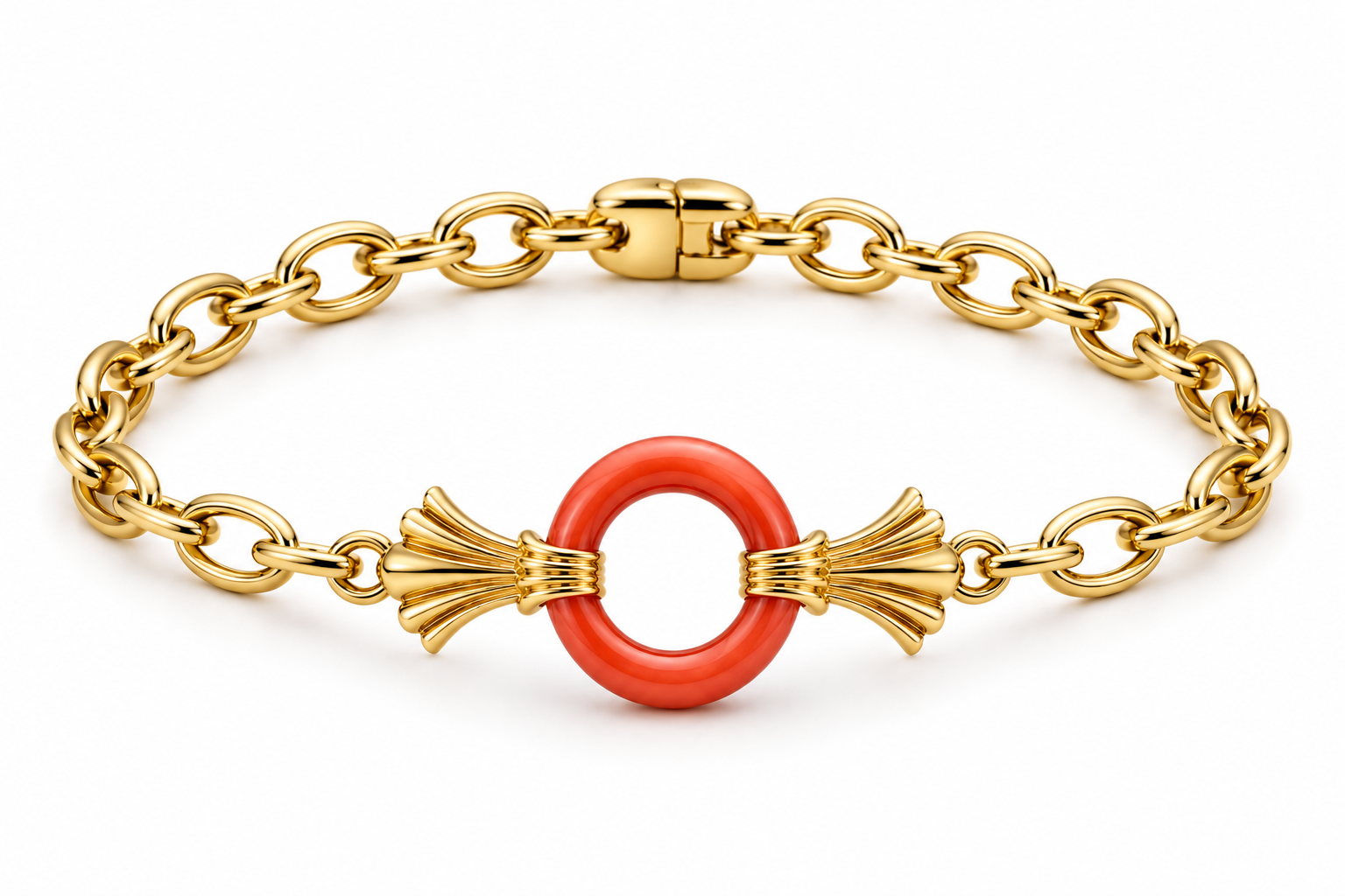 VANTA CORAL YELLOW GOLD FAN CHAIN BRACELET