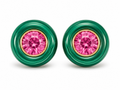 HALO Malachite Pink Sapphire Earrings