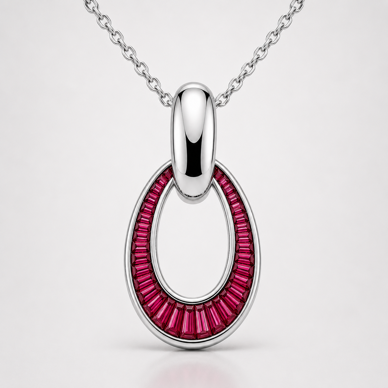 OVALE RUBY BAGUETTE PENDANT