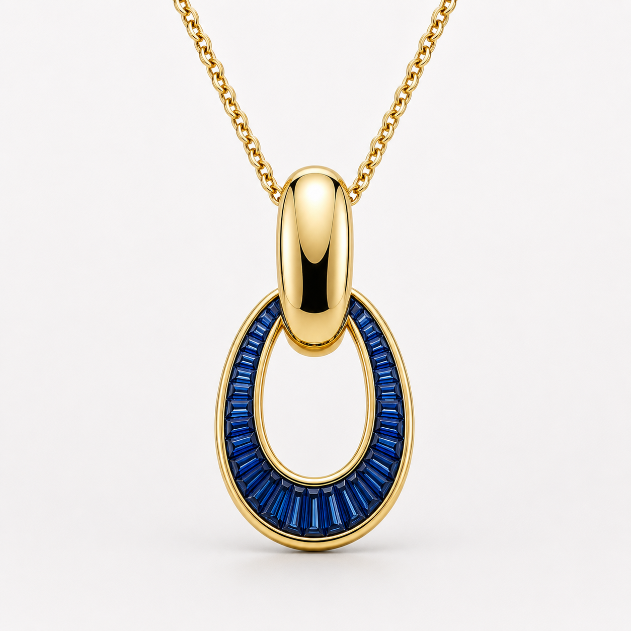OVALE SAPPHIRE BAGUETTE PENDANT