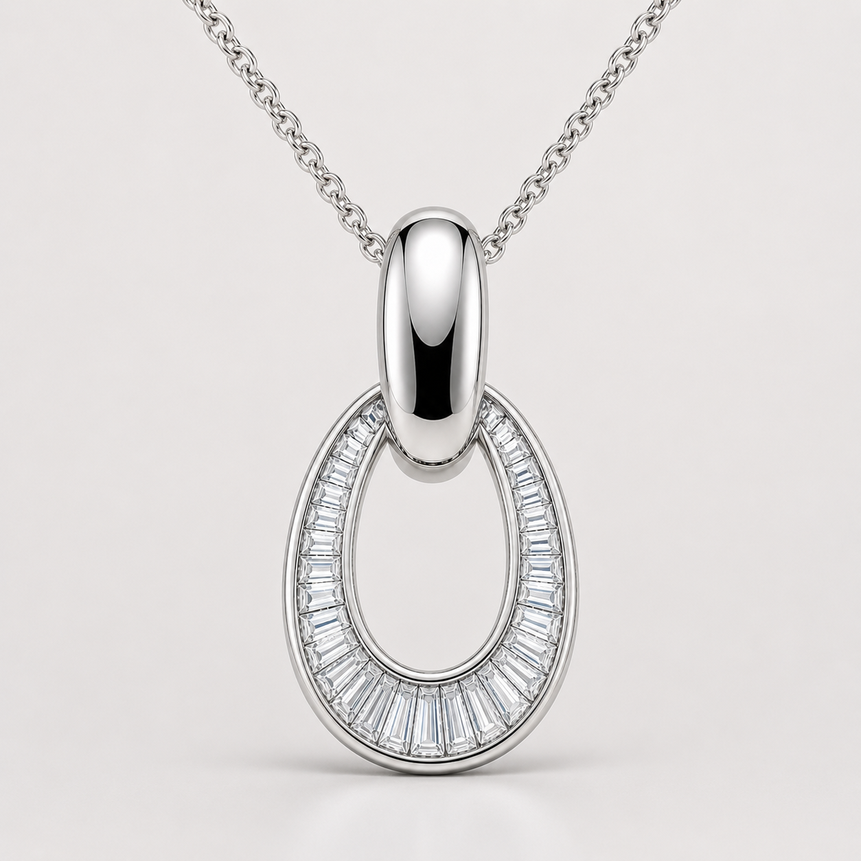 OVALE DIAMOND BAGUETTE PENDANT