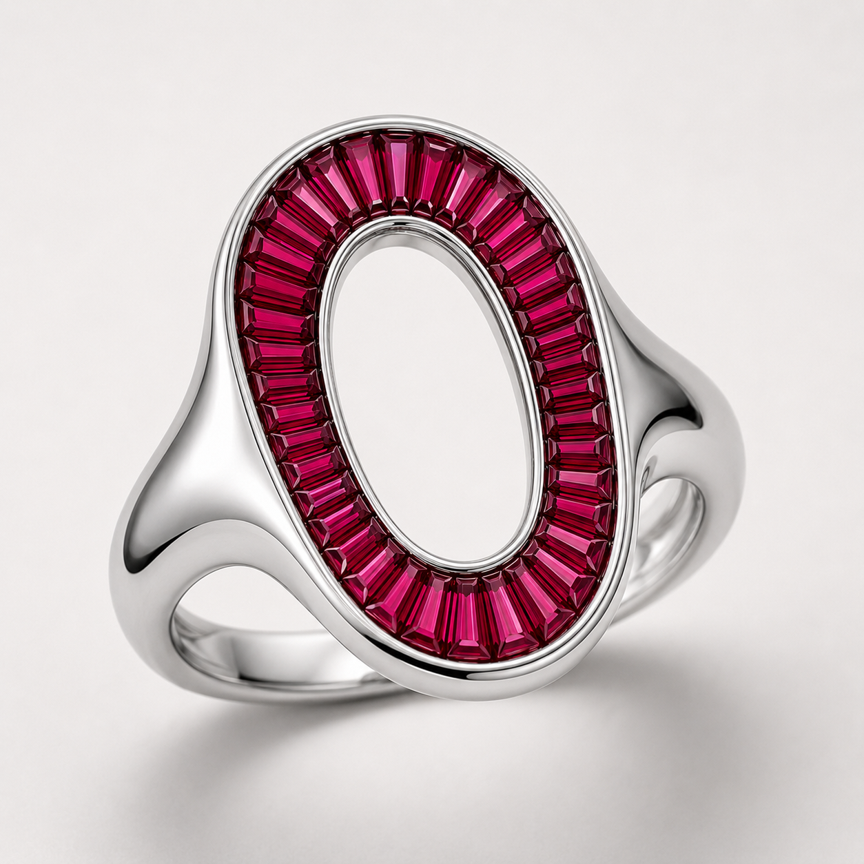 OVALE RUBY BAGUETTE RING