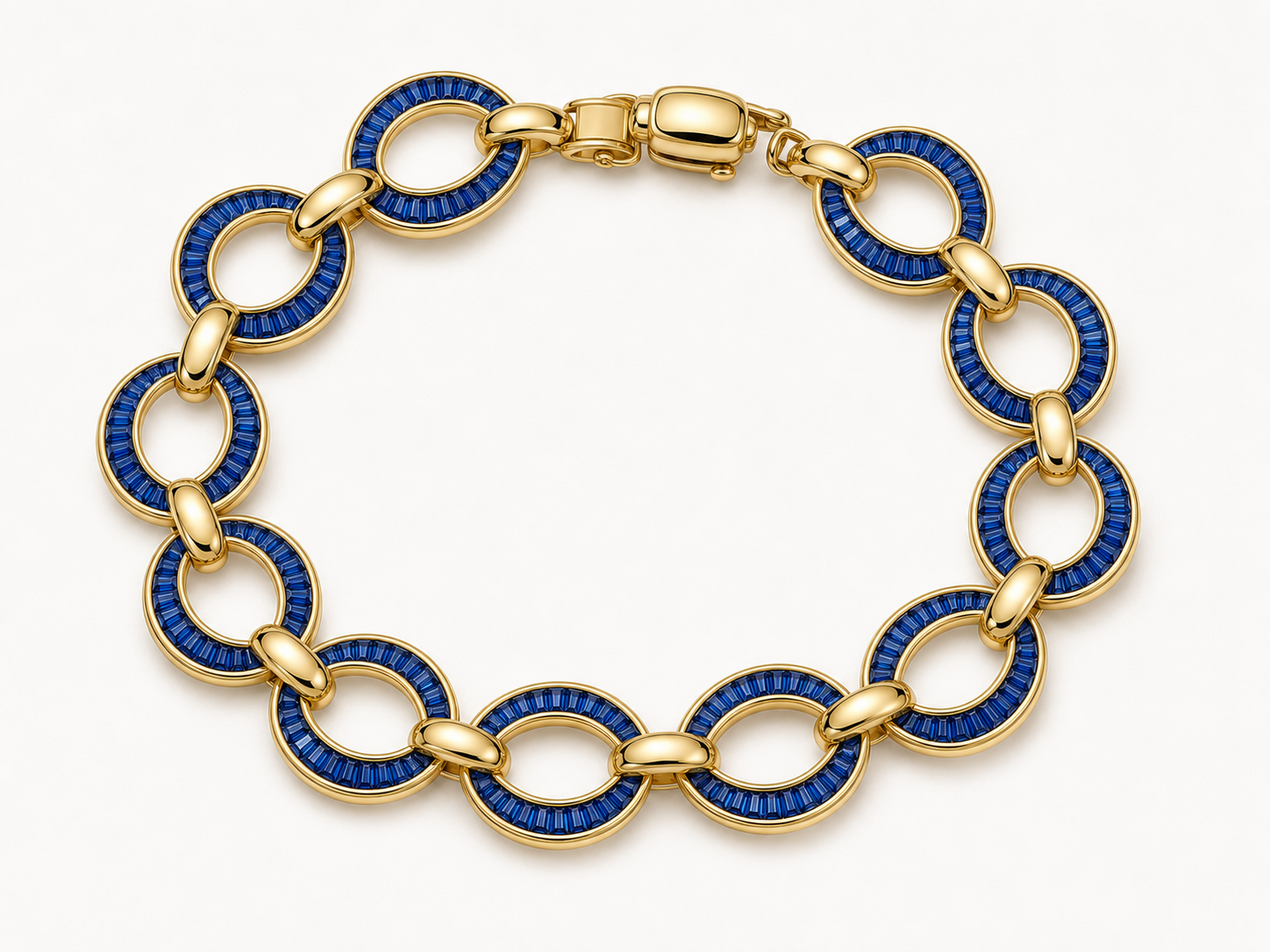 OVALE SAPPHIRE BAGUETTE LINK BRACELET