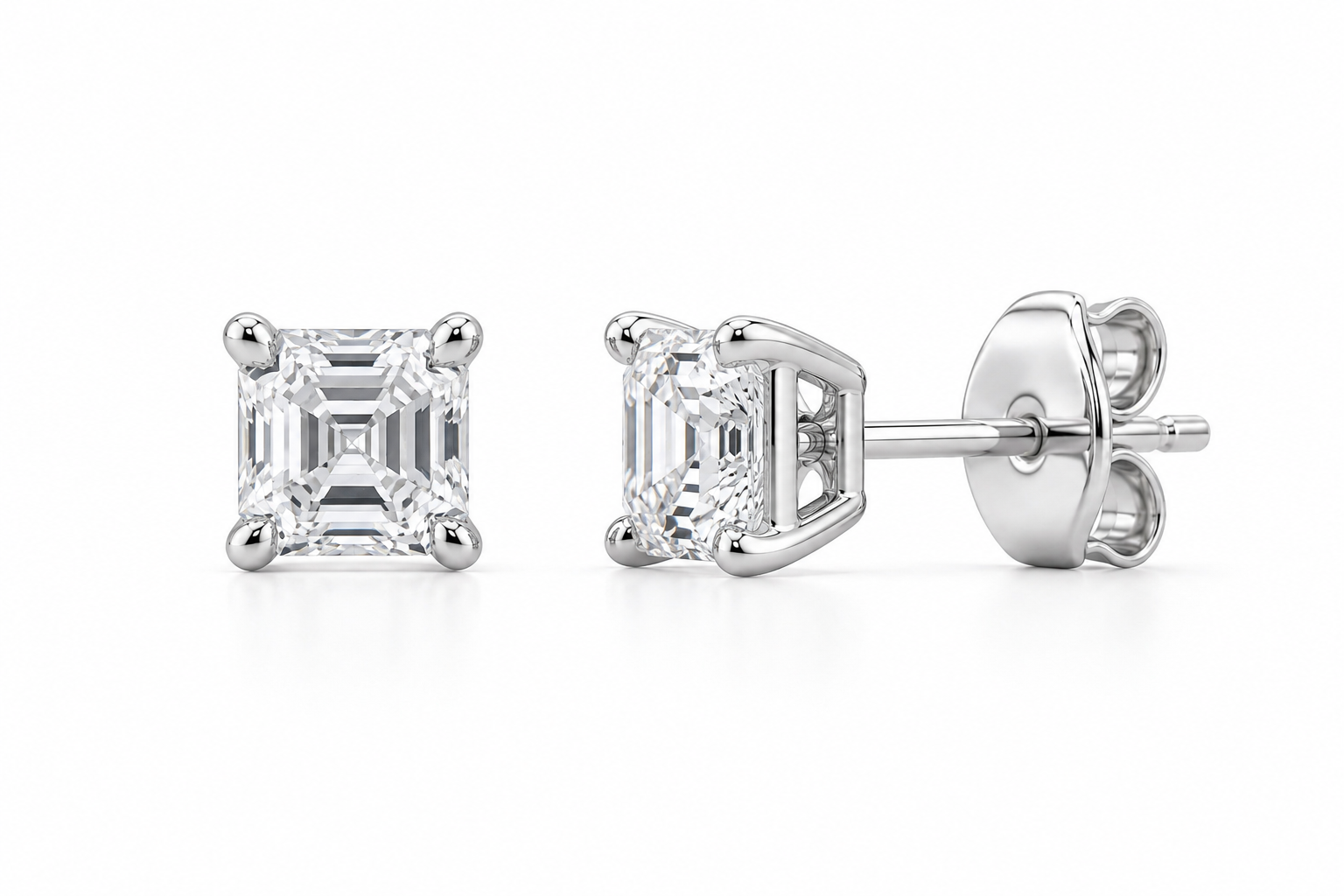 NOVA ASSCHER DIAMOND STUD EARRINGS