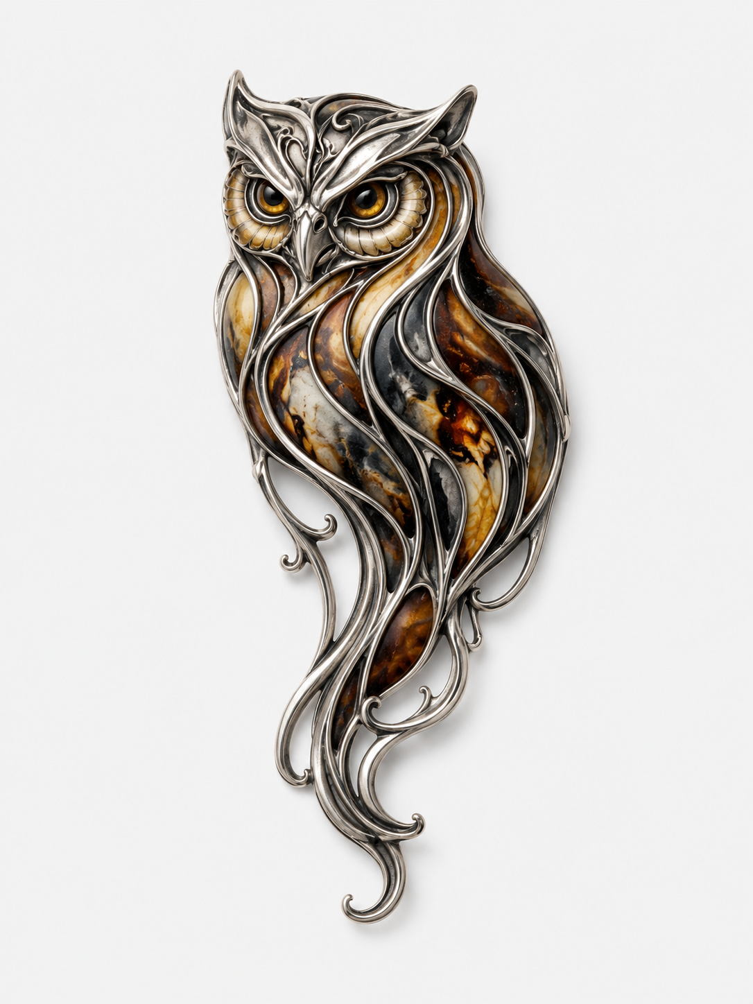 VANA OWL SILVER PENDANT-BROOCH