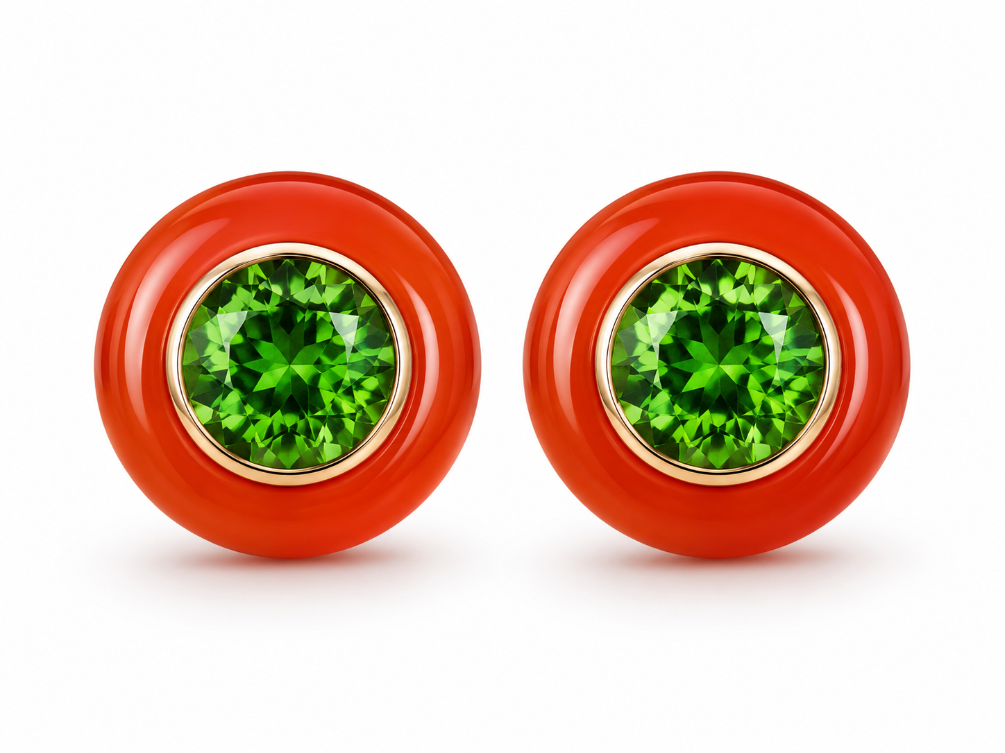 HALO Carnelian Tsavorite Earrings