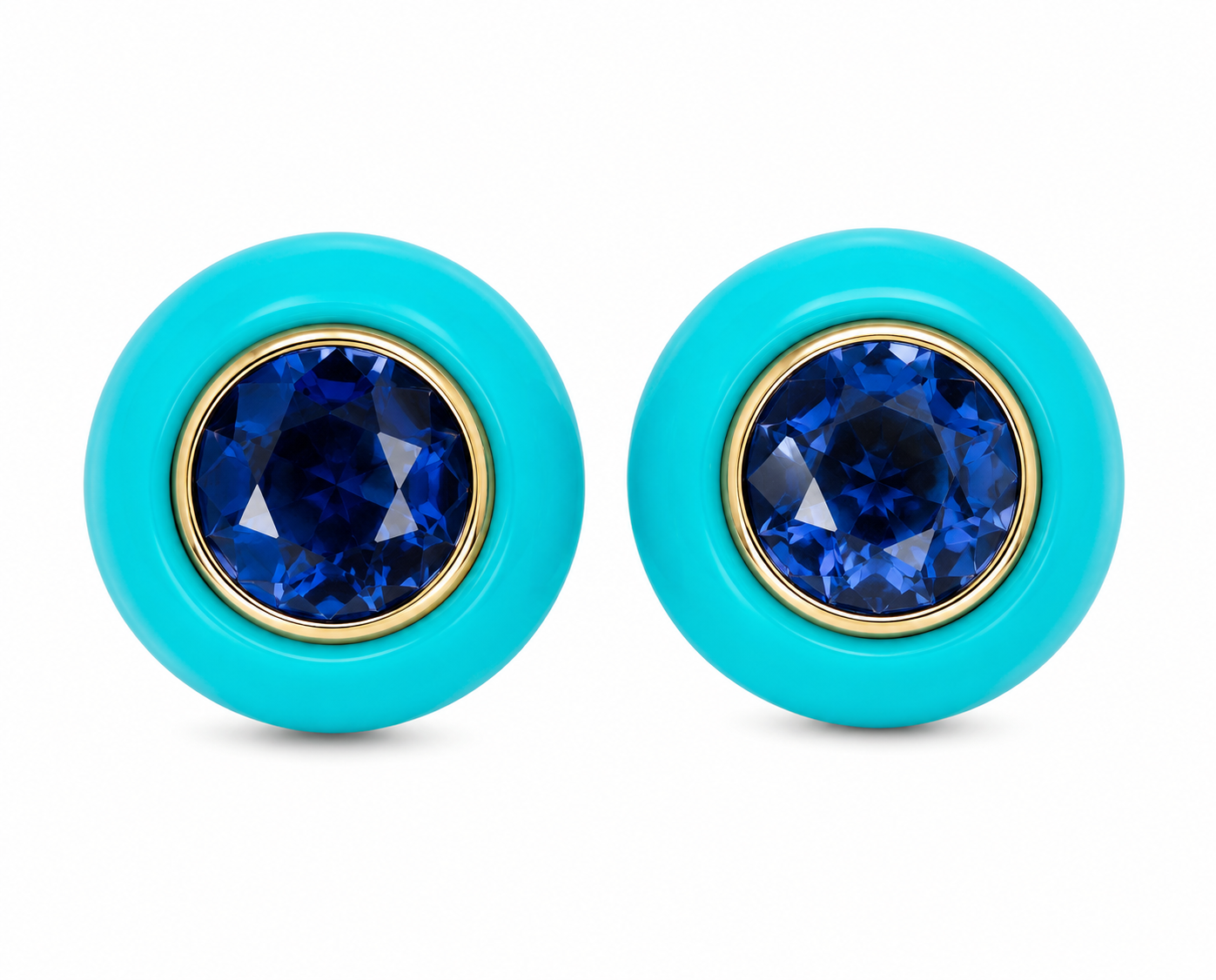 HALO Turquoise Blue Sapphire Earrings