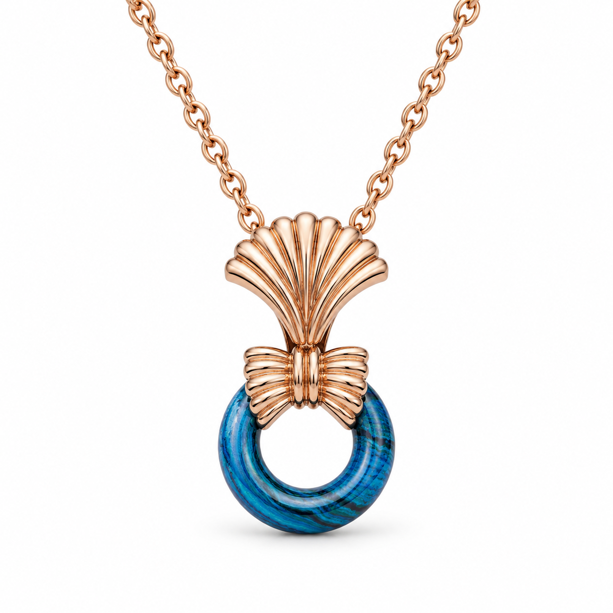VANTA AZURE MALACHITE ROSE GOLD FAN PENDANT