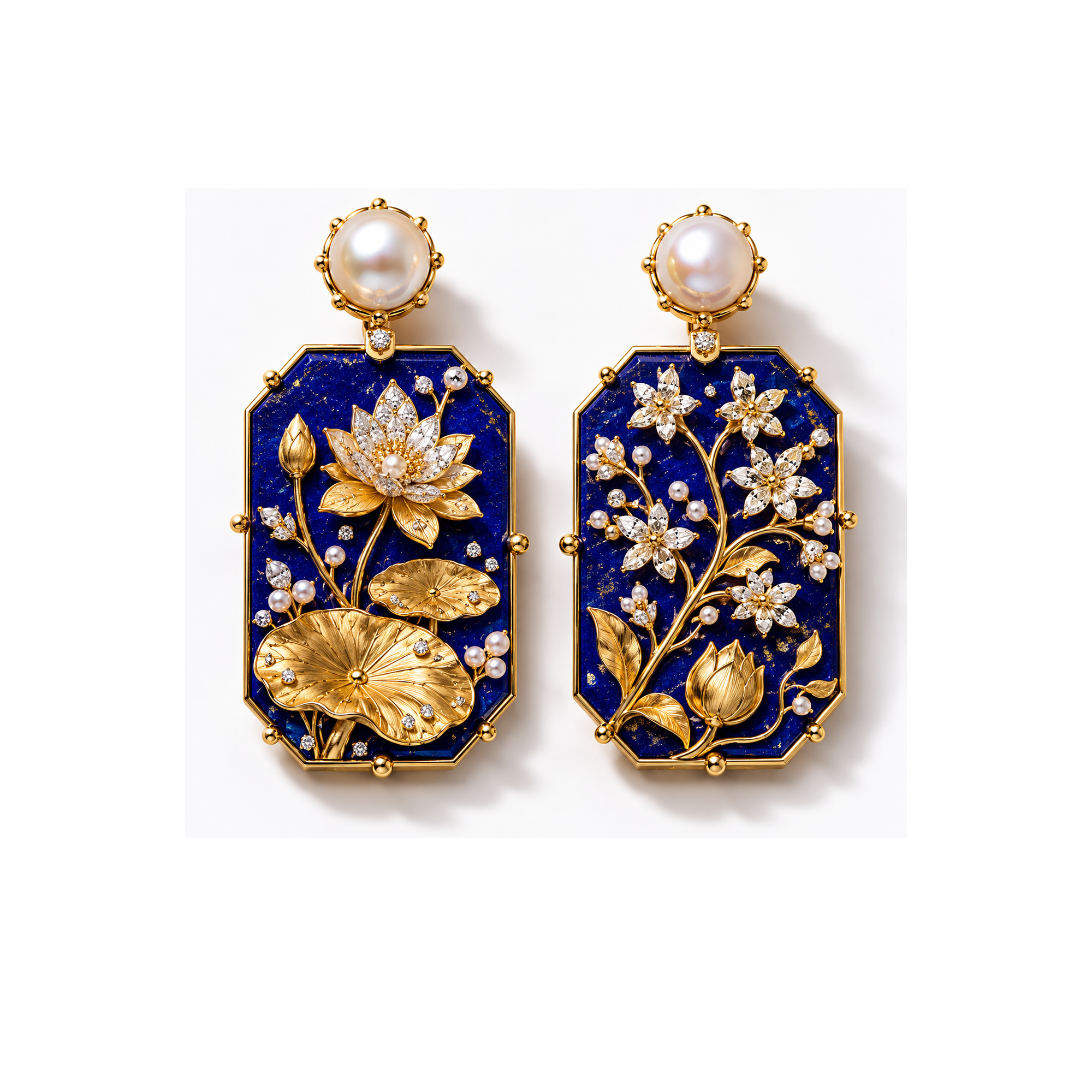 NILAYA LAPIS LOTUS GARDEN EARRINGS