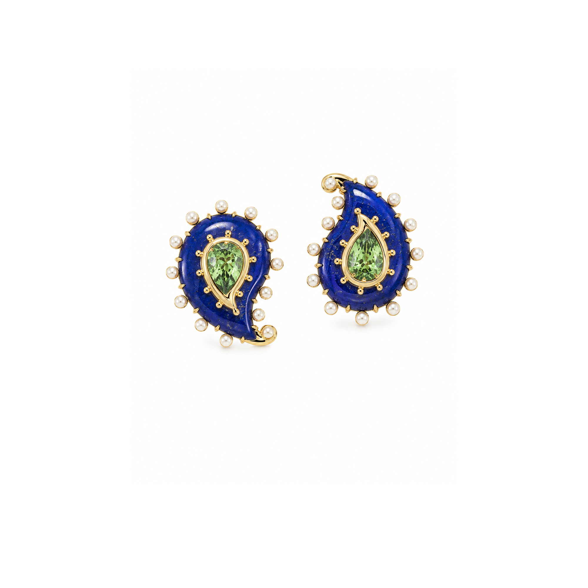 NILAYA LAPIS TSAVORITE PAISLEY EARRINGS